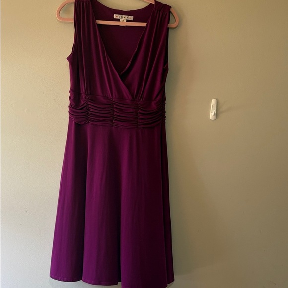 Aa Studio Deep Purple Gathered Midi Dress Size 14 - Picture 2 of 7